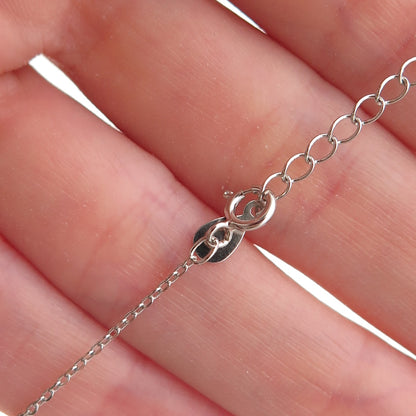 925 Sterling Silver Real MOP & C Z Floral Cable Chain Necklace 16-18"