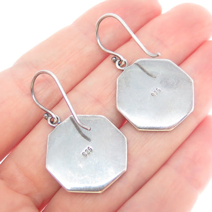 925 Sterling Silver Vintage Modernist Seashell Oxidized Dangle Earrings