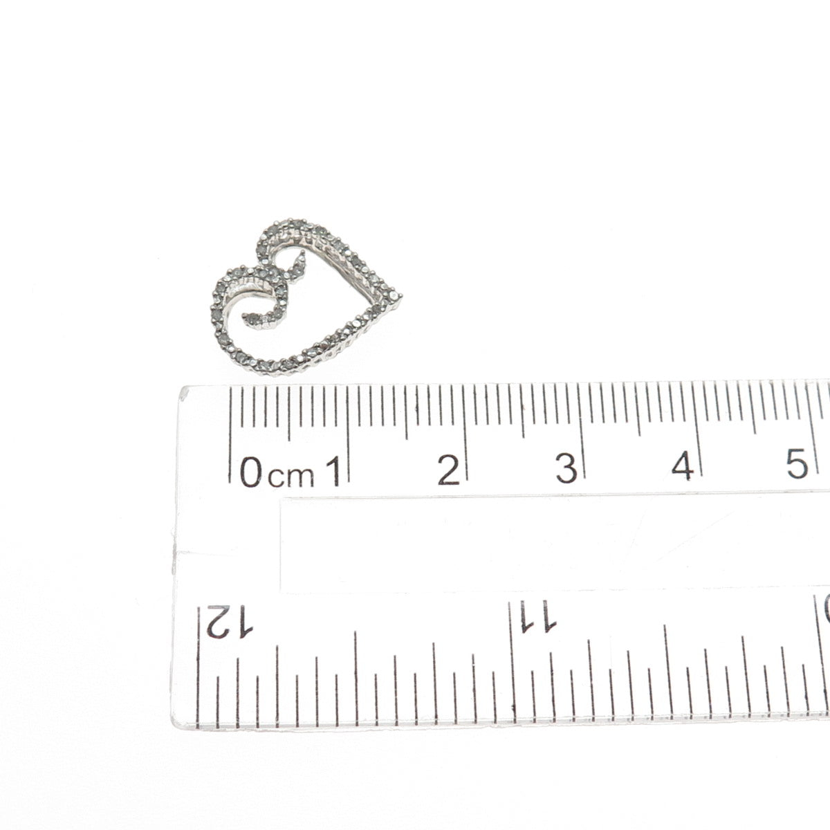 HN HENG NGAI 925 Sterling Silver Real Round-Cut Diamond Heart Mini Slide Pendant