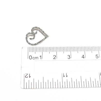 HN HENG NGAI 925 Sterling Silver Real Round-Cut Diamond Heart Mini Slide Pendant