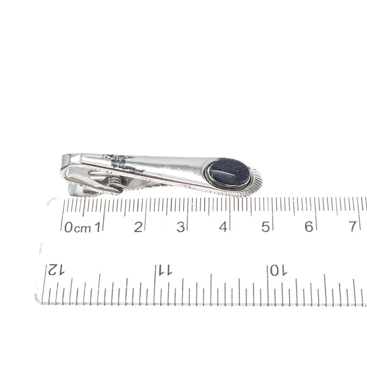 SPEIDEL 925 Sterling Silver Vintage Real Blue Goldstone Tie Clip