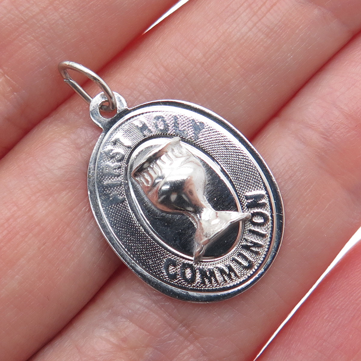 925 Sterling Silver Vintage First Holy Communion Religious Charm Pendant