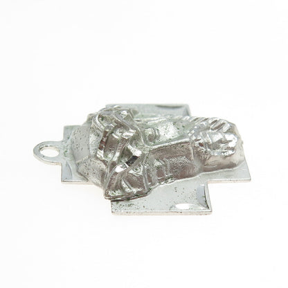 925 Sterling Silver Vintage Jesus Cross Religious Pendant