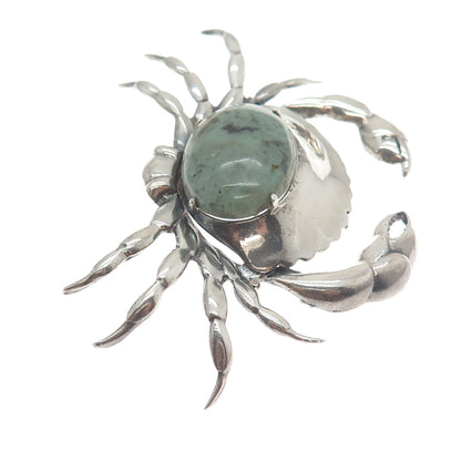 GREAT FALLS METAL WORKS 925 Sterling Silver Vintage Turquoise Gem Crab Brooch