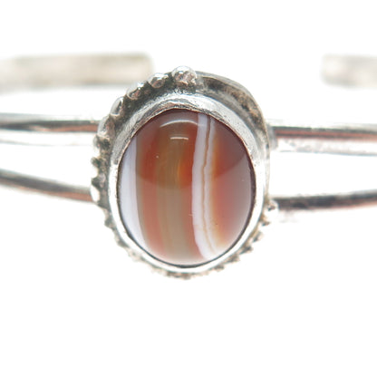 Old Pawn Sterling Silver Vintage Southwestern Agate Adjustable Bracelet 5.75"
