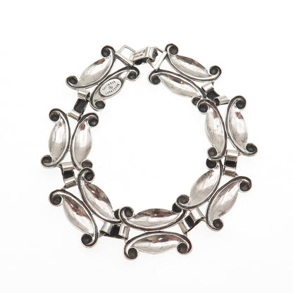 DANECRAFT 925 Sterling Silver Antique Art Deco Floral Oxidized Bracelet 7.5"