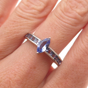 Chuck Clemency 925 Sterling Real Marquise & Princess-Cut Tanzanite Ring Size 8
