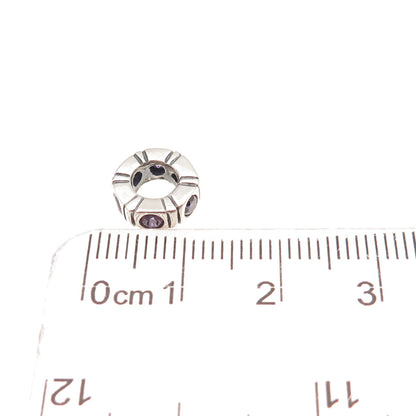 Pandora 925 Sterling Silver Purple C Z Trinity Spacer Slide Charm