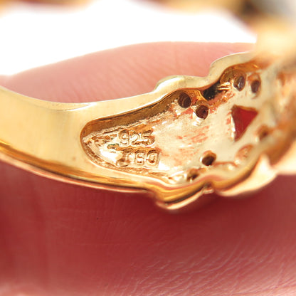 DBJ DEE BERKLE Sterling Silver Gold Plated Real Diamond Laurel Leaf Ring Size 5