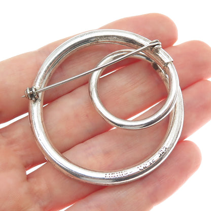 925 Sterling Silver Vintage Mexico Modernist Swirl Pin Brooch