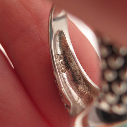 925 Sterling Silver Vintage Real Turquoise Oxidized Ring Size 6