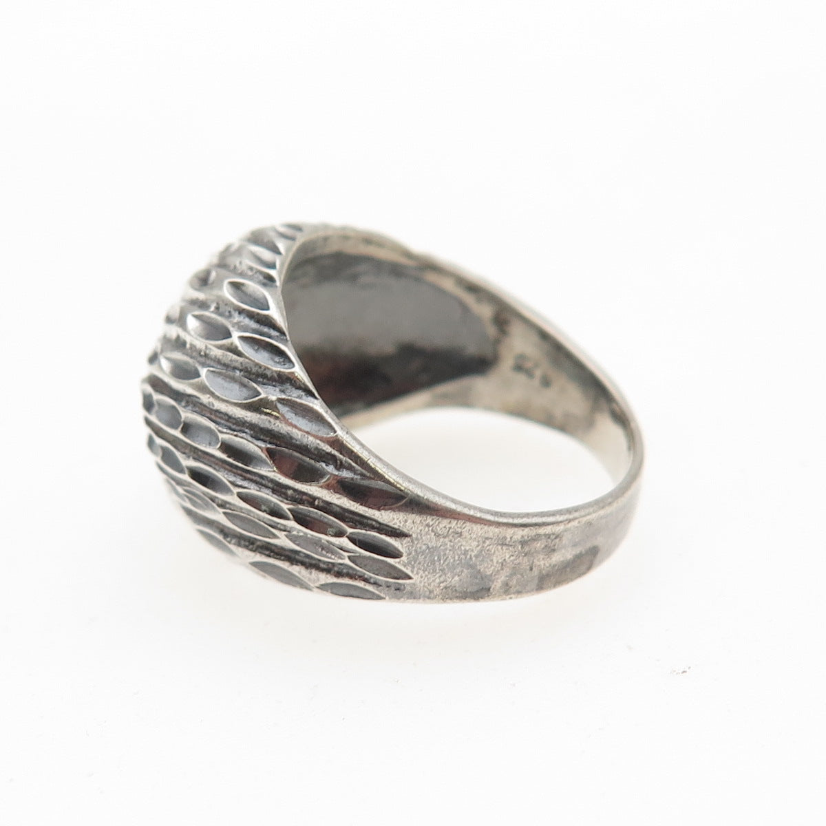 925 Sterling Silver Vintage Modernist Dome Oxidized Ring Size 5.25