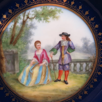 RICHARD KLEMM Antique Germany Courting Couple Hand Painted Porcelain Plate