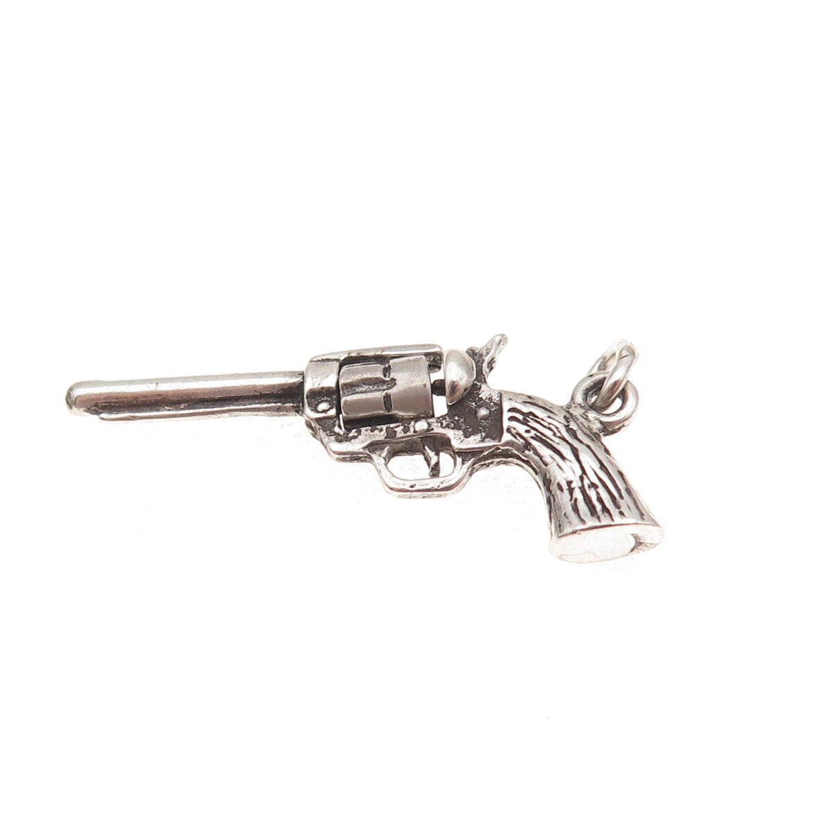 925 Sterling Silver Vintage Revolver Oxidized 3D Charm Pendant