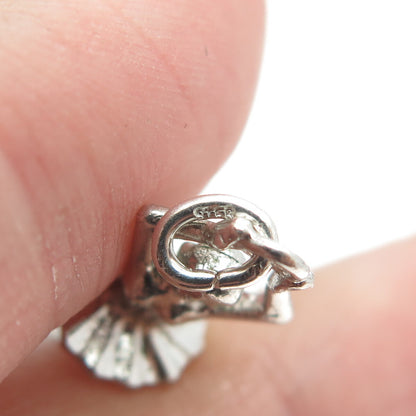 925 Sterling Silver Vintage Ballerina Dancer Girl 3D Pendant