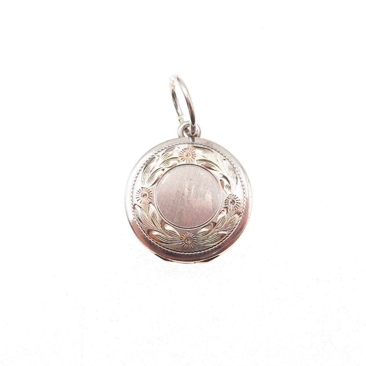 Binder Bros Sterling Silver 3-Tone Antique Art Deco Floral Locket Charm Pendant