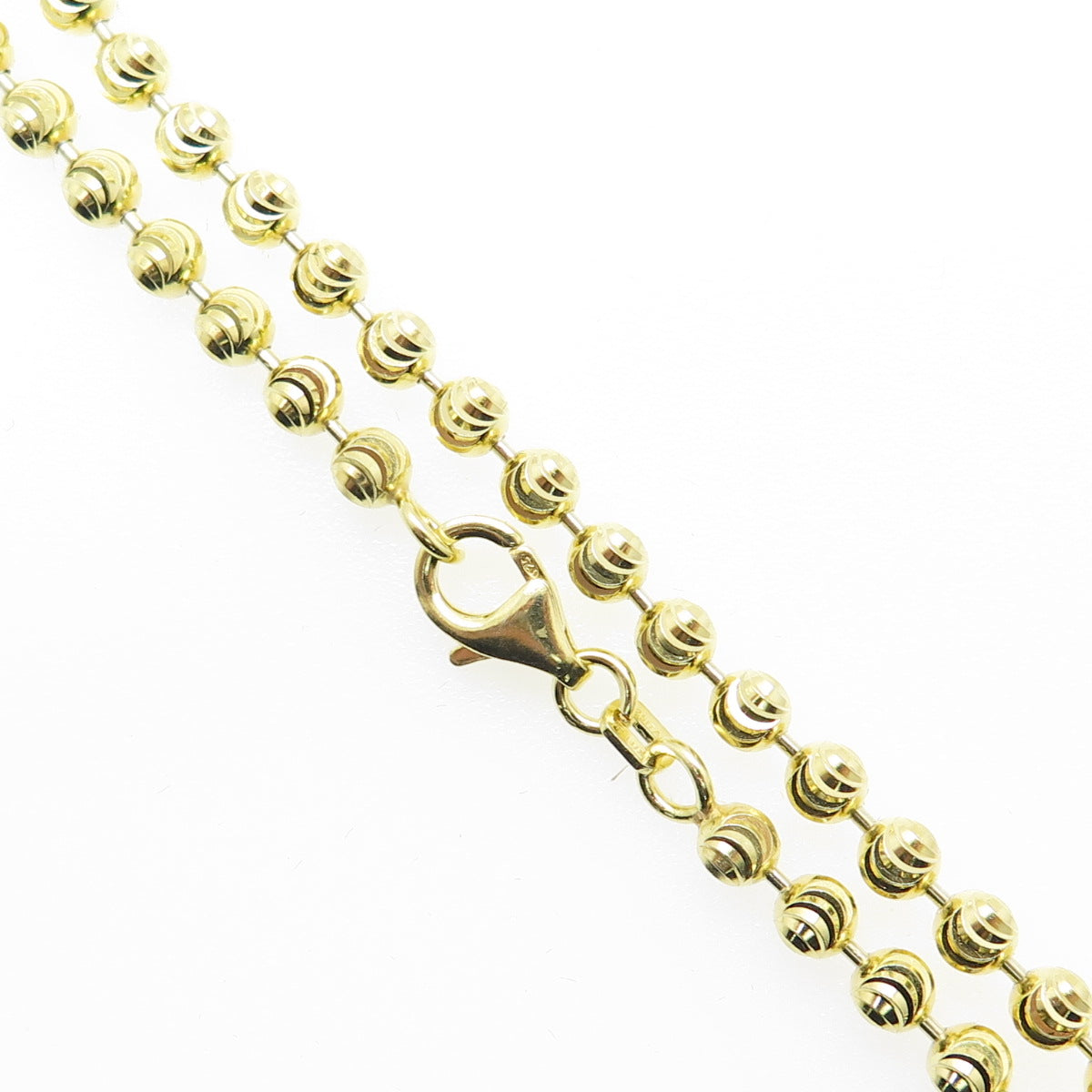 925 Sterling Silver Gold Plated Bead Chain Necklace 18"