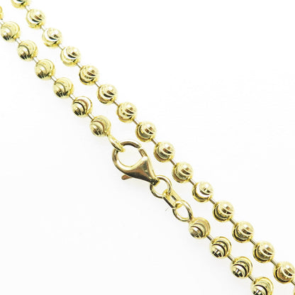 925 Sterling Silver Gold Plated Bead Chain Necklace 18"