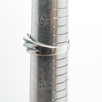 925 Sterling Silver Vintage Ribbed Ring Size 7