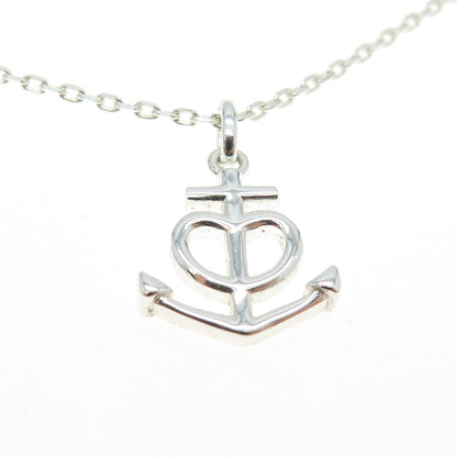 925 Sterling Silver Faith Hope Charity Heart Anchor Cable Chain Necklace 16-18"