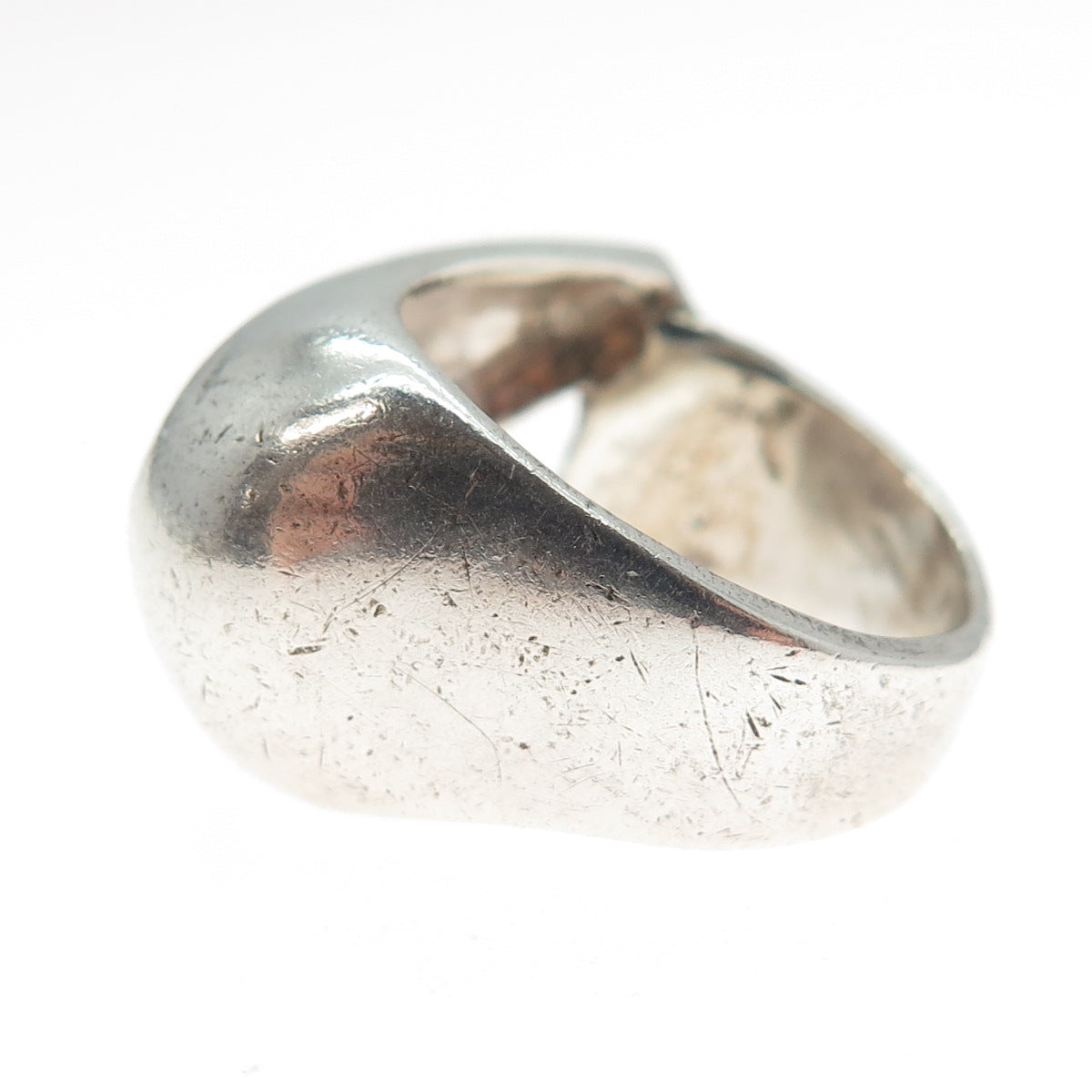 925 Sterling Silver Vintage Modernist Overlap Oxidized Ring Size 5