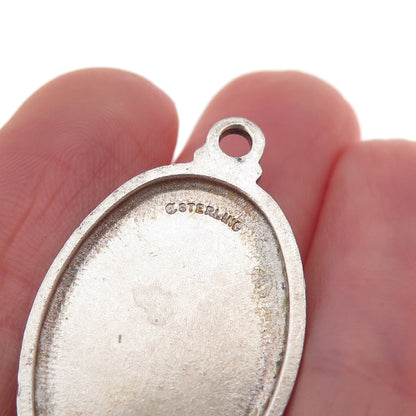 925 Sterling Silver Vintage St. Christopher Religious Oxidized Charm Pendant