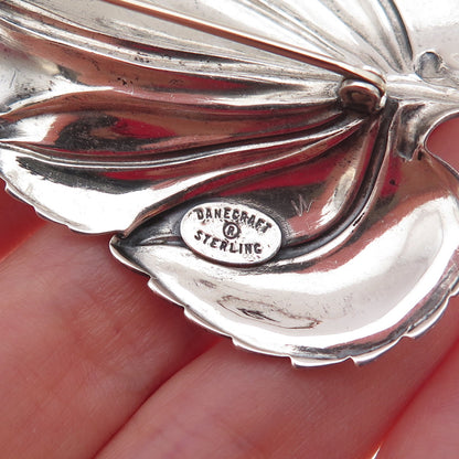 Danecraft 925 Sterling Silver Vintage Floral Leaf Oxidized Pin Brooch