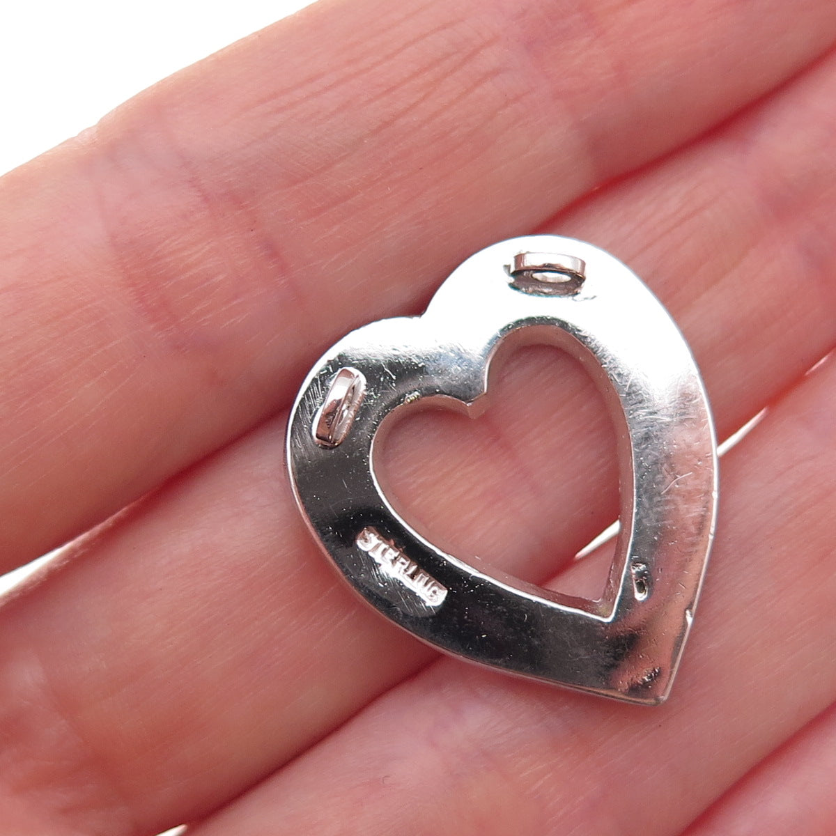 925 Sterling Silver Antique Art Deco Real Marcasite Heart Slide Charm Pendant
