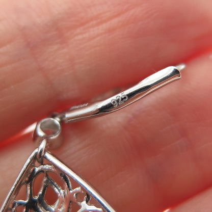 925 Sterling Silver Real London Blue & White Topaz Teardrop Dangle Earrings