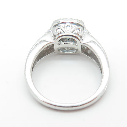 SAI 925 Sterling Silver Real White & Blue Topaz Gemstone Ring Size 7.25