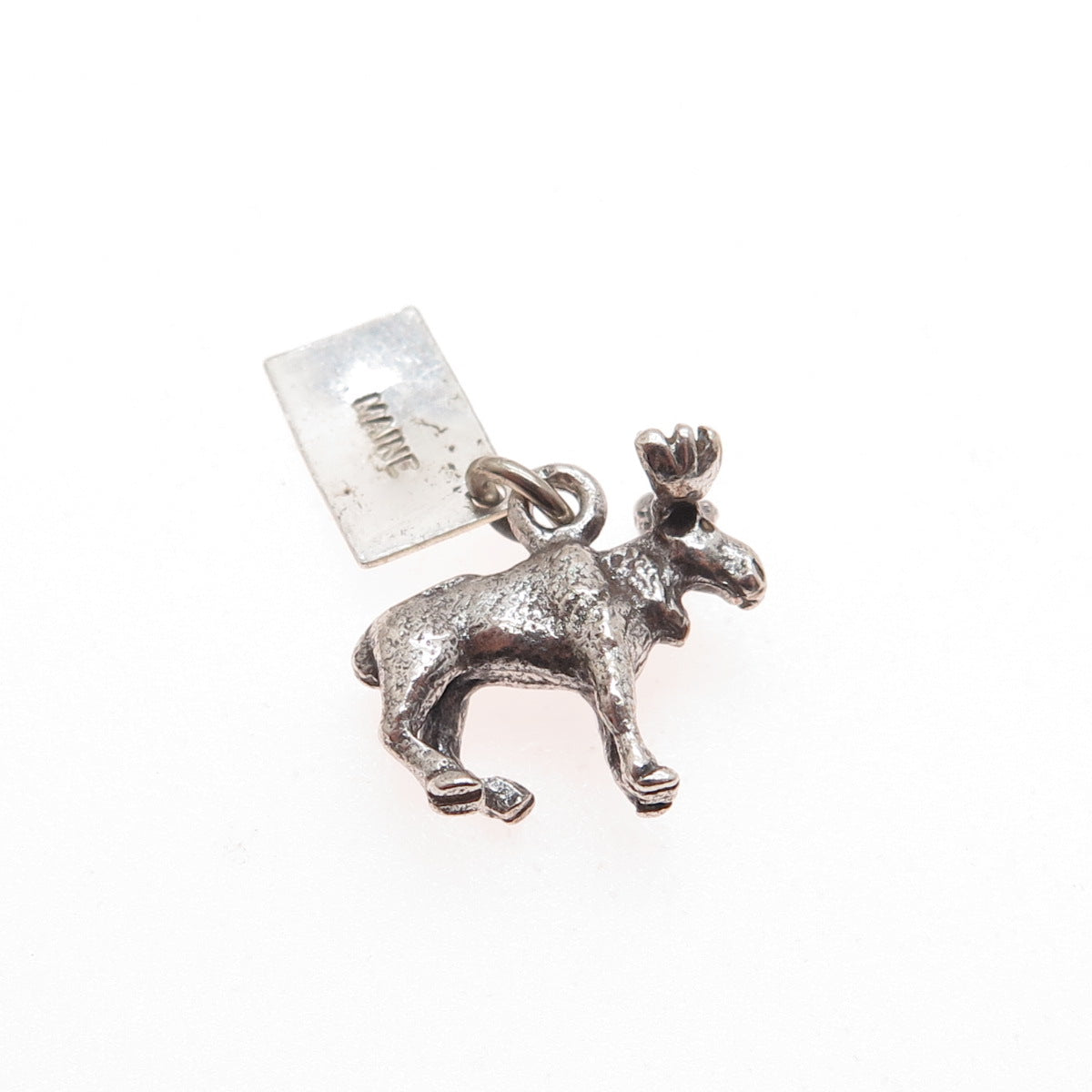 BELL TRADING POST 925 Sterling Silver Vintage Elk Maine State Minimalist Pendant