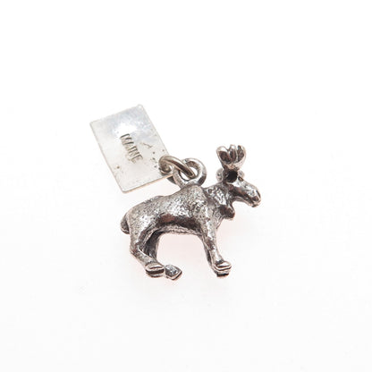 BELL TRADING POST 925 Sterling Silver Vintage Elk Maine State Minimalist Pendant