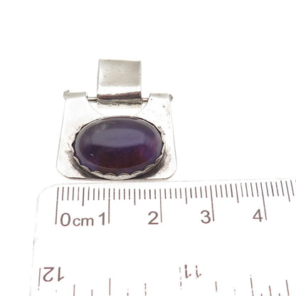 925 Sterling Silver Vintage Real Amethyst Modernist Pendant
