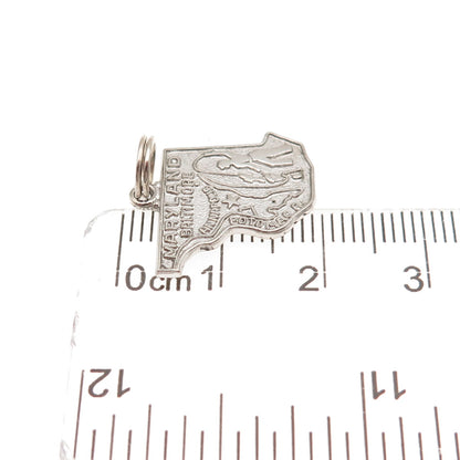 Wells 925 Sterling Silver Vintage Maryland State Map Mini Charm Pendant