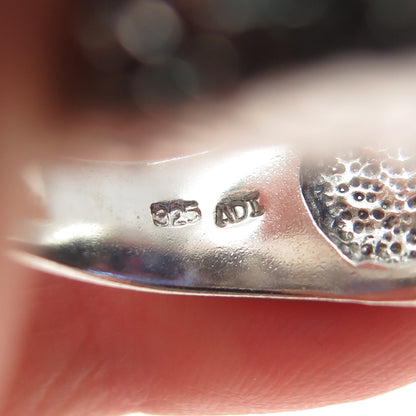925 Sterling Silver Vintage Blue C Z Rose Flower Ring Size 7.25