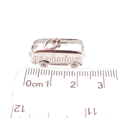 925 Sterling Silver Vintage Volkswagen Bus 3D Charm Pendant