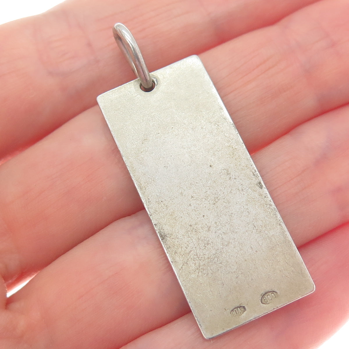 800 Silver Vintage Italy Enamel St. Mary & Jesus Religious Charm Pendant