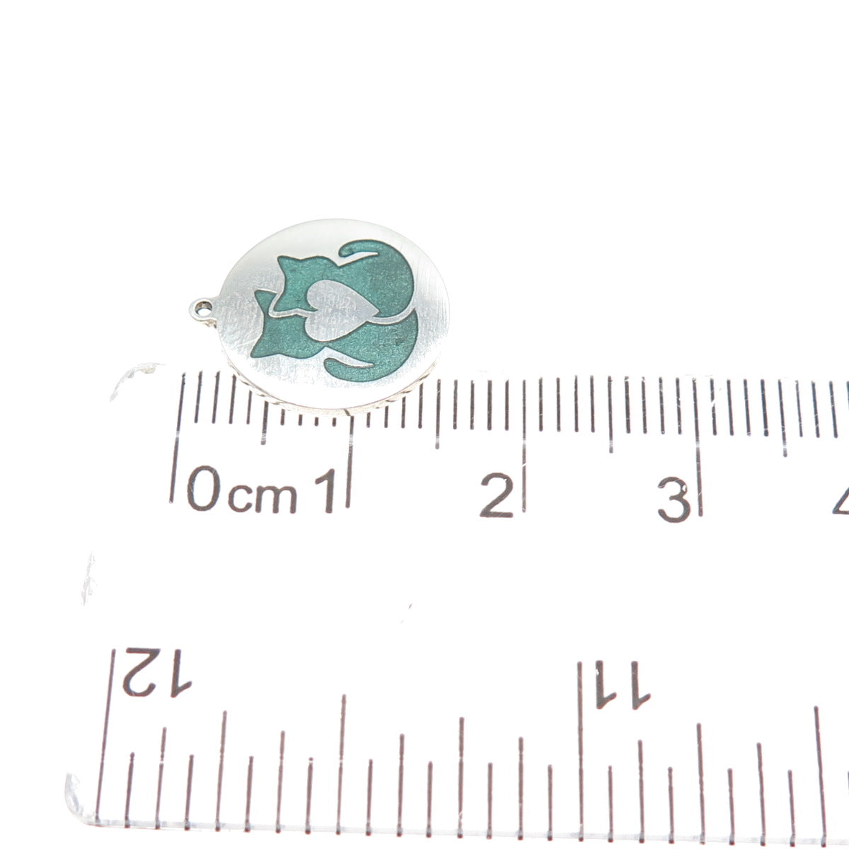 925 Sterling Silver Mint Green Enamel Cat Mom & Child Minimalist Charm Pendant