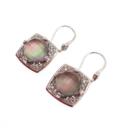 Gabriel & Co. 925 Sterling Silver Real Diamond & Abalone Shell Dangle Earrings