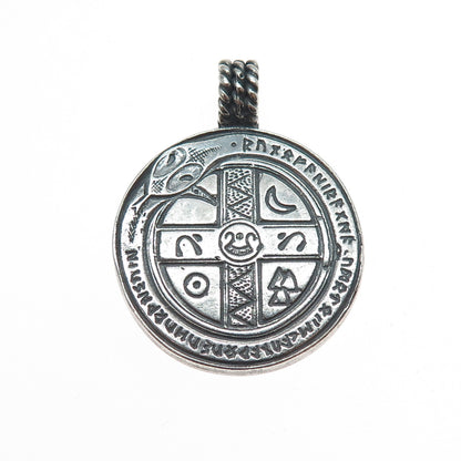 ALEN OLI 925 Sterling Silver Vintage Viking Snake Amulet Oxidized Pendant