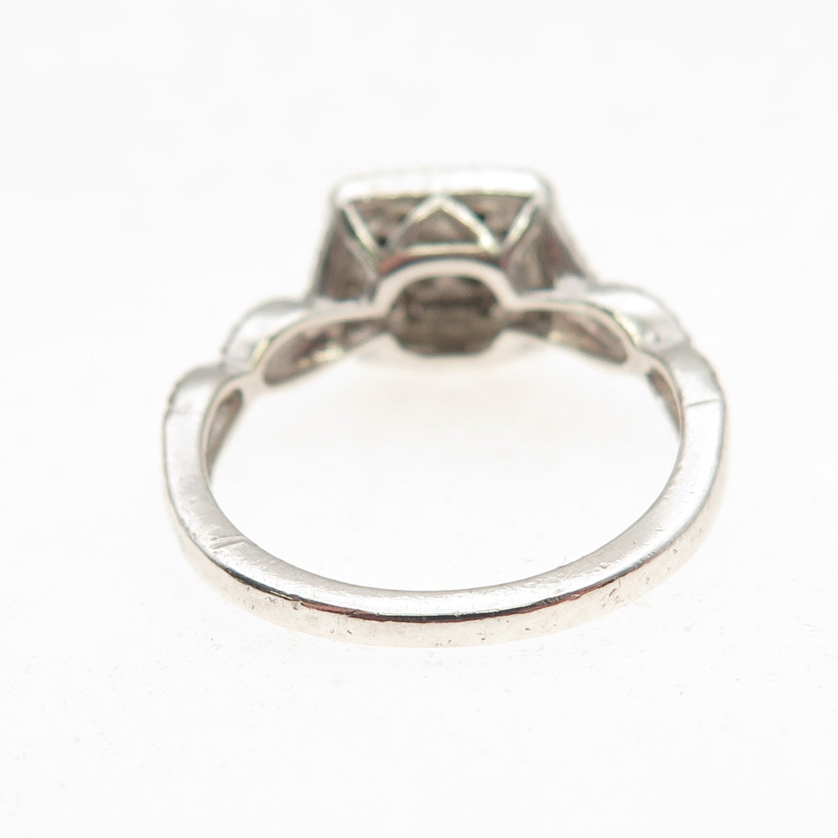 925 Sterling Silver Real Round-Cut Diamond Promise Ring Size 7