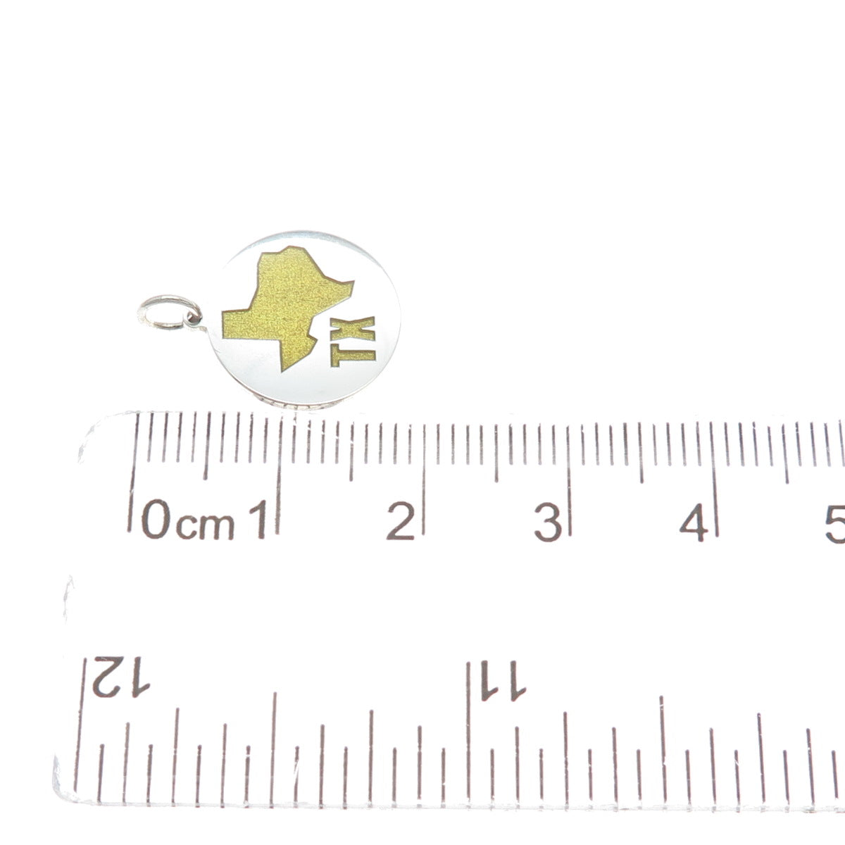 925 Sterling Silver Yellow Enamel Texas State Map Minimalist Charm Pendant