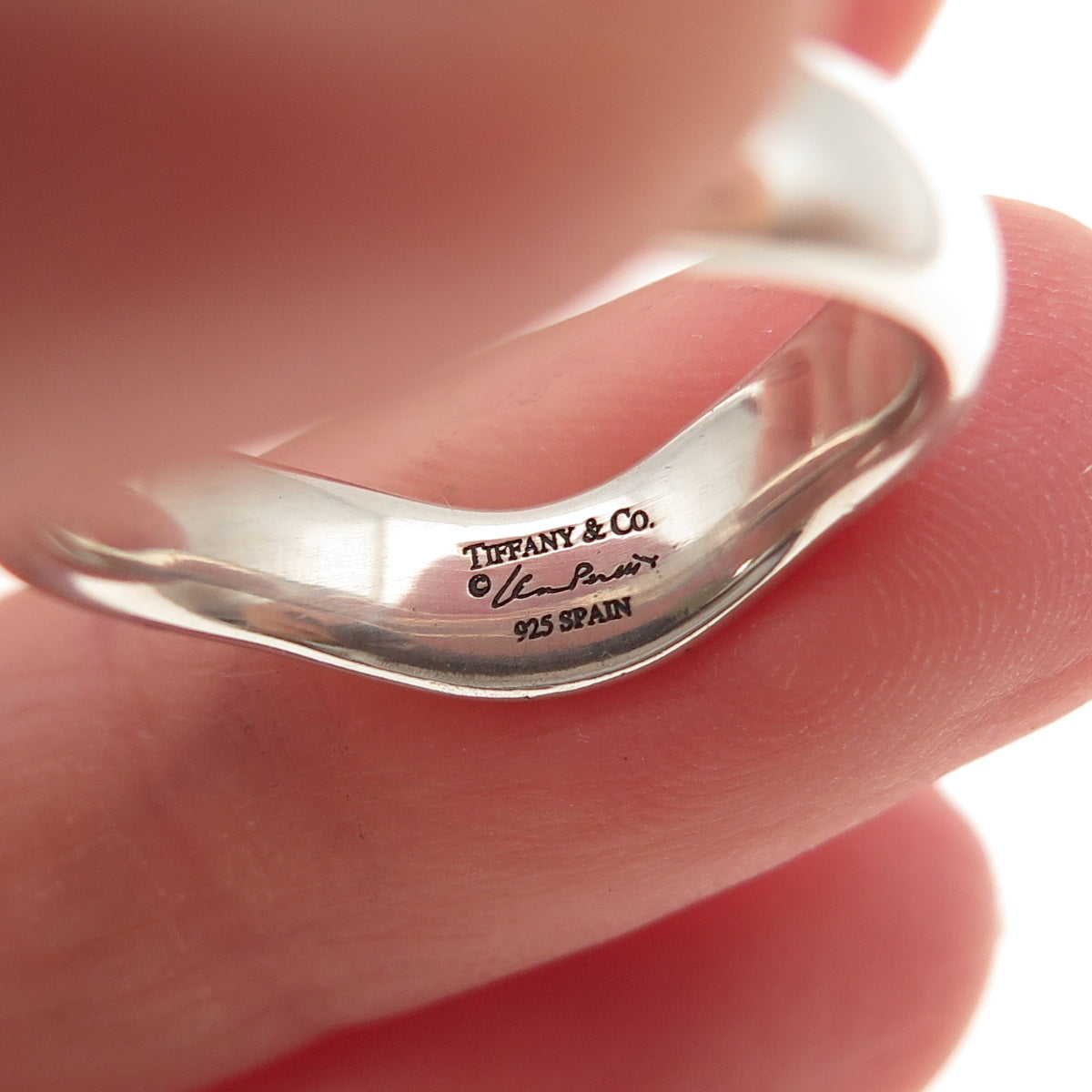 Tiffany & Co. Elsa Peretti 925 Sterling Silver Vintage Wavy Band Ring Size 6.5