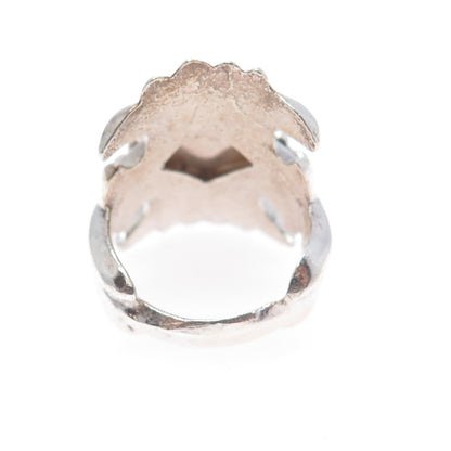 Old Pawn Sterling Silver Vintage Southwestern Turquoise Tribal Ring Size 7.25