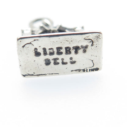 925 Sterling Silver Vintage Liberty Bell Arch Oxidized Minimalist Charm Pendant