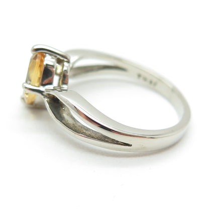 925 Sterling Silver Real Oval-Cut Citrine Ring Size 6.25