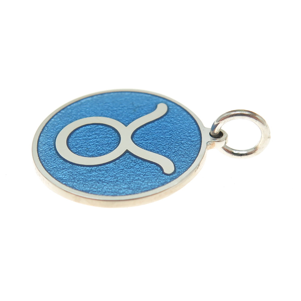 925 Sterling Silver Blue Enamel Taurus Zodiac Sign Minimalist Charm Pendant