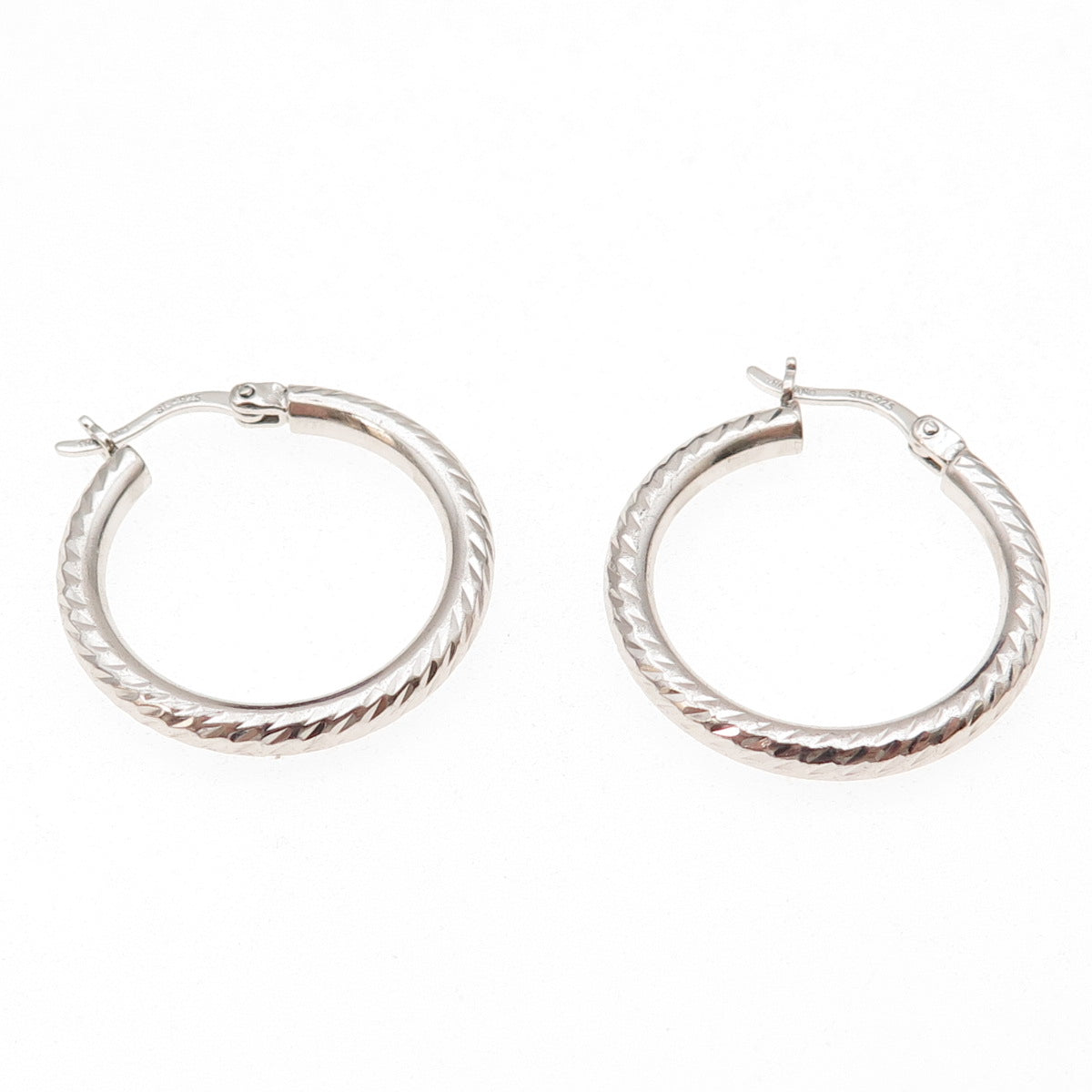 925 Sterling Silver Textured Hoop Earrings