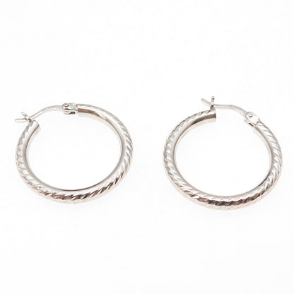 925 Sterling Silver Textured Hoop Earrings