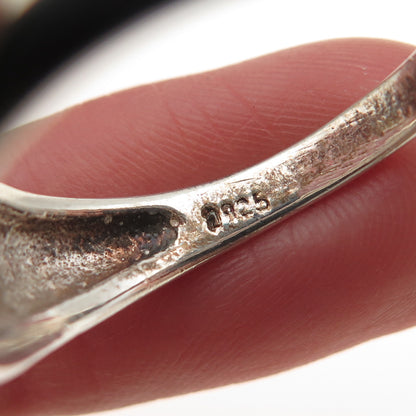 925 Sterling Silver Vintage Enamel Anarchy Symbol Signet Ring Size 10.75